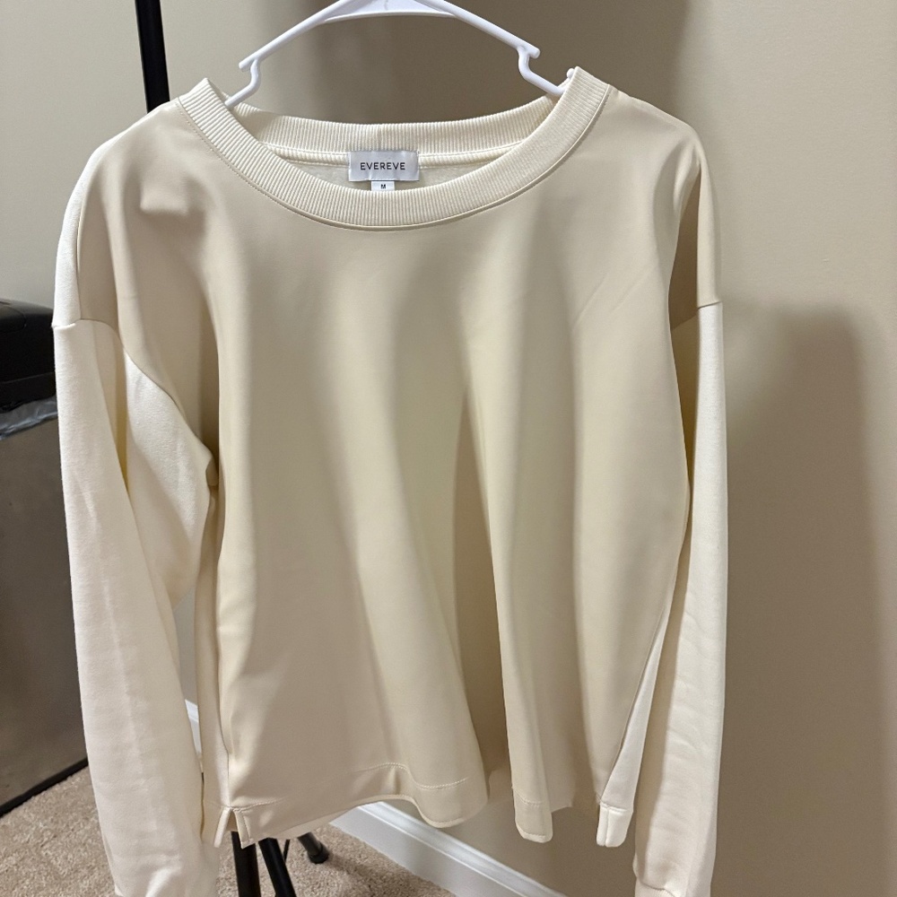Leather front sweatshirt